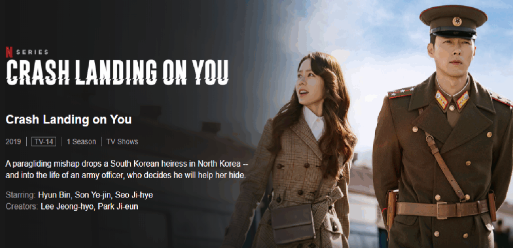 A Korean series like Crash Landing on You, with a Netflix logo
